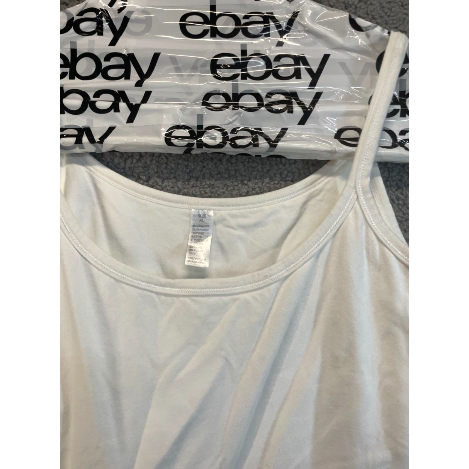Vintage Womens Tank Top Shirt XL Blouse White Crew Neck Sleeveless Polyester Spandex Basic Regular Solid Size XL / US 12-14 / IT 48-50 - 2 Thumbnail