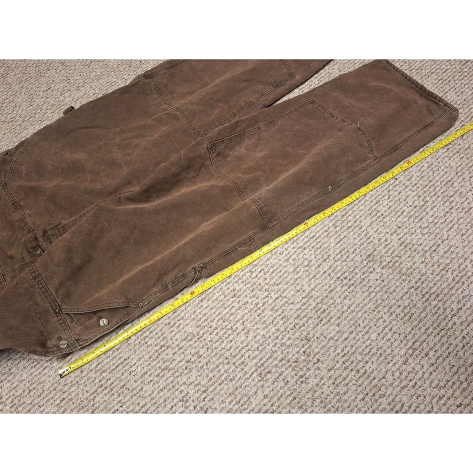 Carhartt VINTAGE Carhartt Bib Overalls Men’s 50x30 Brown Duck Canvas Workwear 5-Pocket Design Logo Brown USA 90s Grunge Retro City Cowboy Mens Size US 34 / EU 50 - 4 Thumbnail