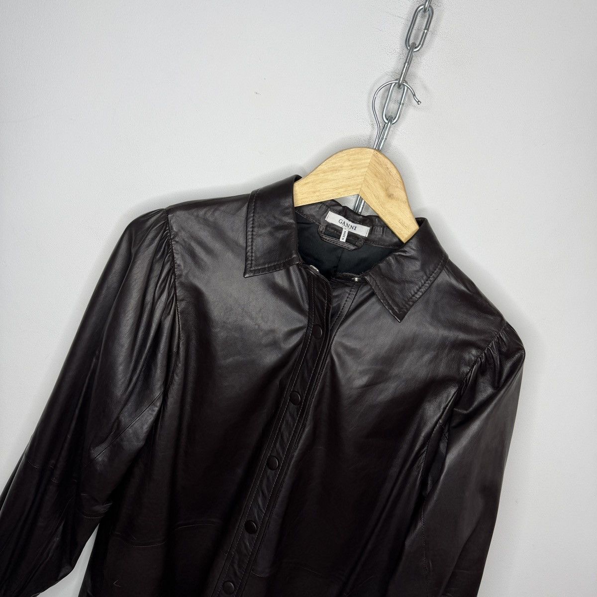 Ganni Ganni Lamb leather snap button shirt Size S / US 4 / IT 40 - 4 Thumbnail