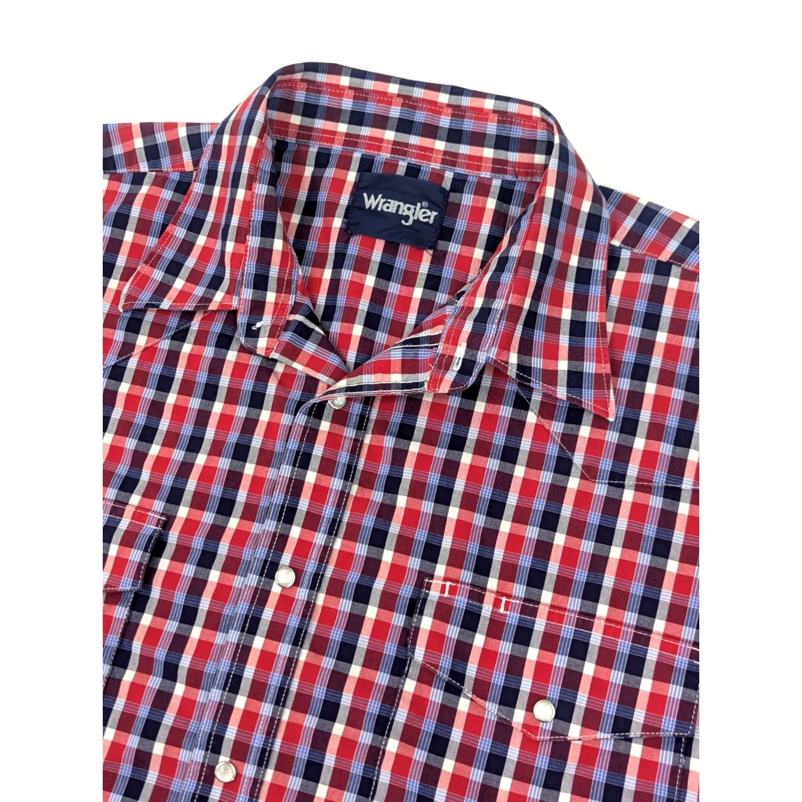 Wrangler VINTAGE Wrangler Western Pearl Snap Button Shirt Men 2XL Red Plaid Short Sleeve Cowboy Western Size US XXL / EU 58 / 5 - 2 Thumbnail