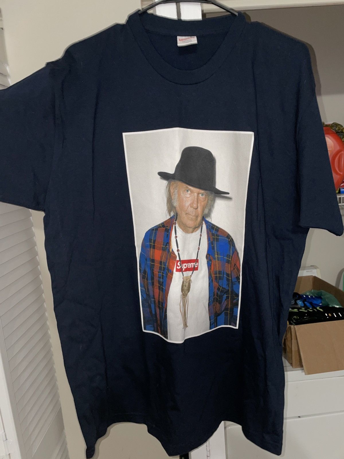 Supreme 2015 Supreme Neil Young Navy Photo Tee Shirt size XL NEW | Grailed