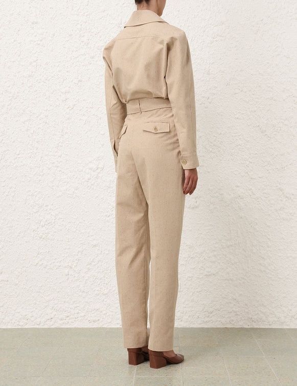 Zimmermann oc11z0525 Melange Jumpsuit in Beige Size 26" / US 2 / IT 38 - 4 Thumbnail