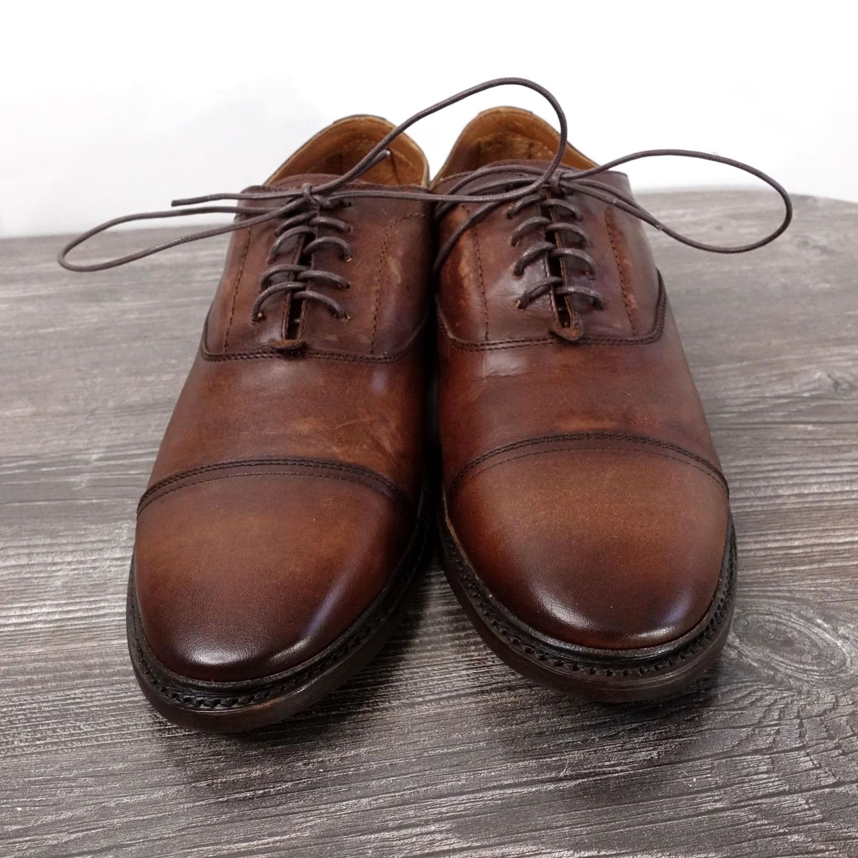Frye Mens Oxford Dress Casual Shoes Brown Leather Cap Toe Size 9 display picture 1