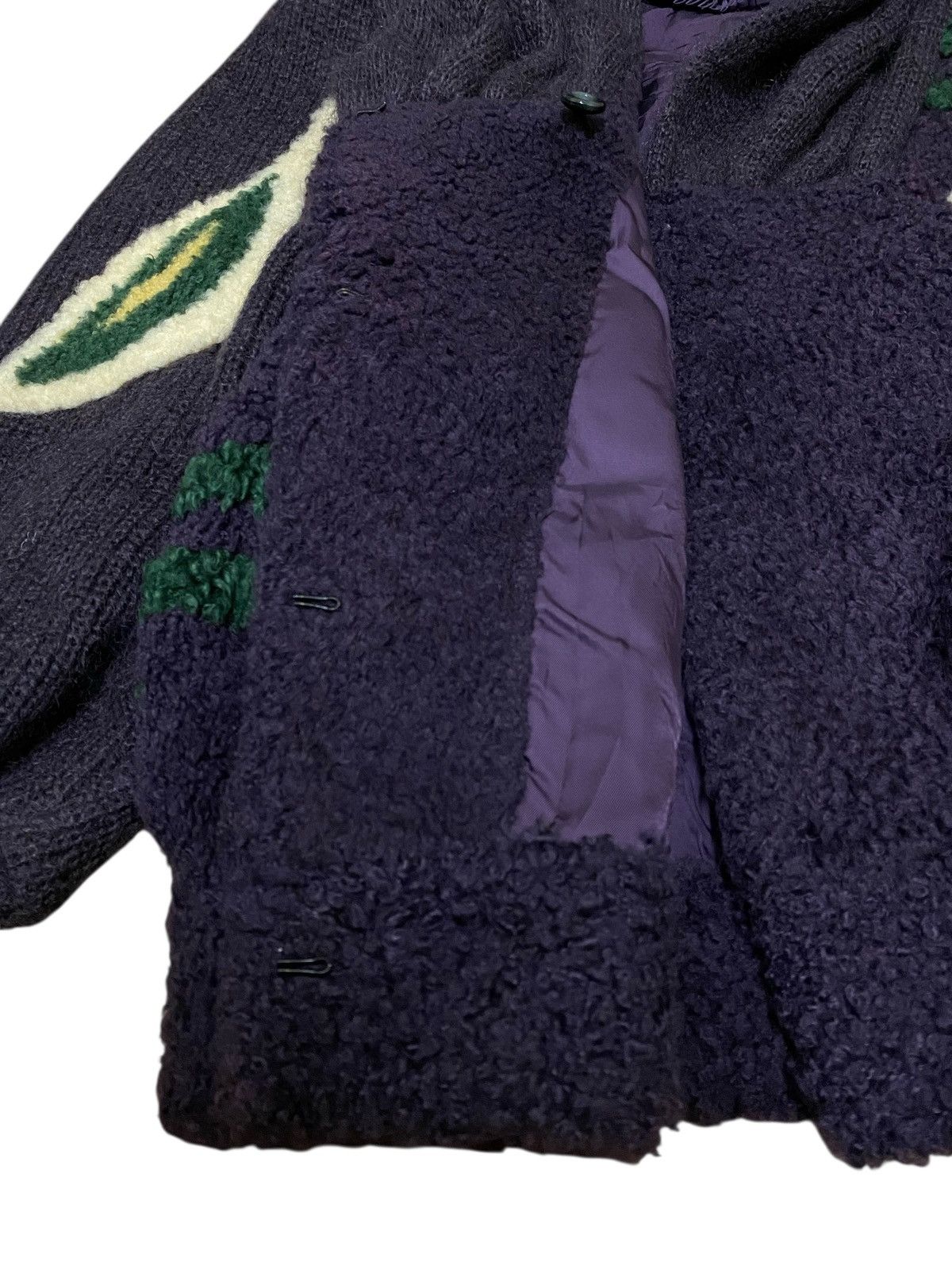 Japanese Brand Rare🔥 Lamb Fur Leaf Motive Hybrid Wool Knitwear Jacket (C4) Size US M / EU 48-50 / 2 - 5 Thumbnail