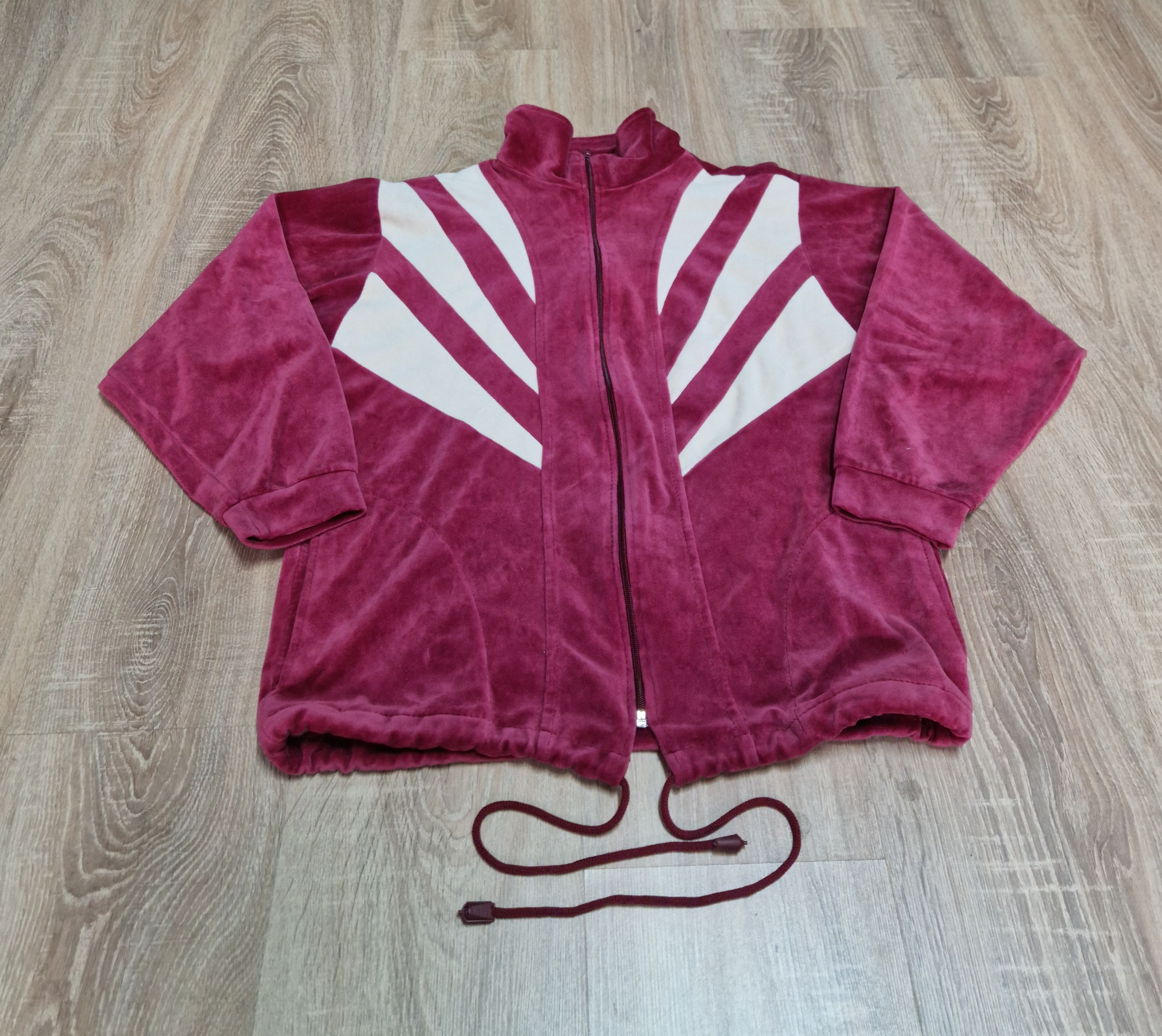 Other Vintage 80s 90s Velour Geometric Track Jacket Maroon M Size M / US 6-8 / IT 42-44 - 1 Thumbnail