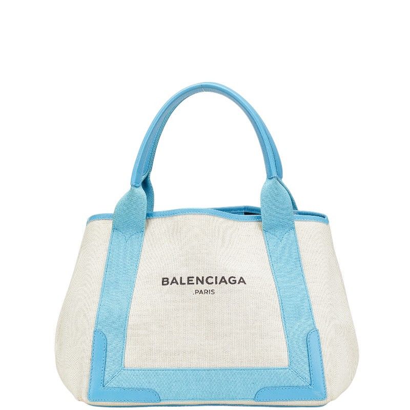 Balenciaga Balenciaga Navy Cabas S Canvas Leather Tote Bag Canvas Tote Bag 339933 in White, Women's