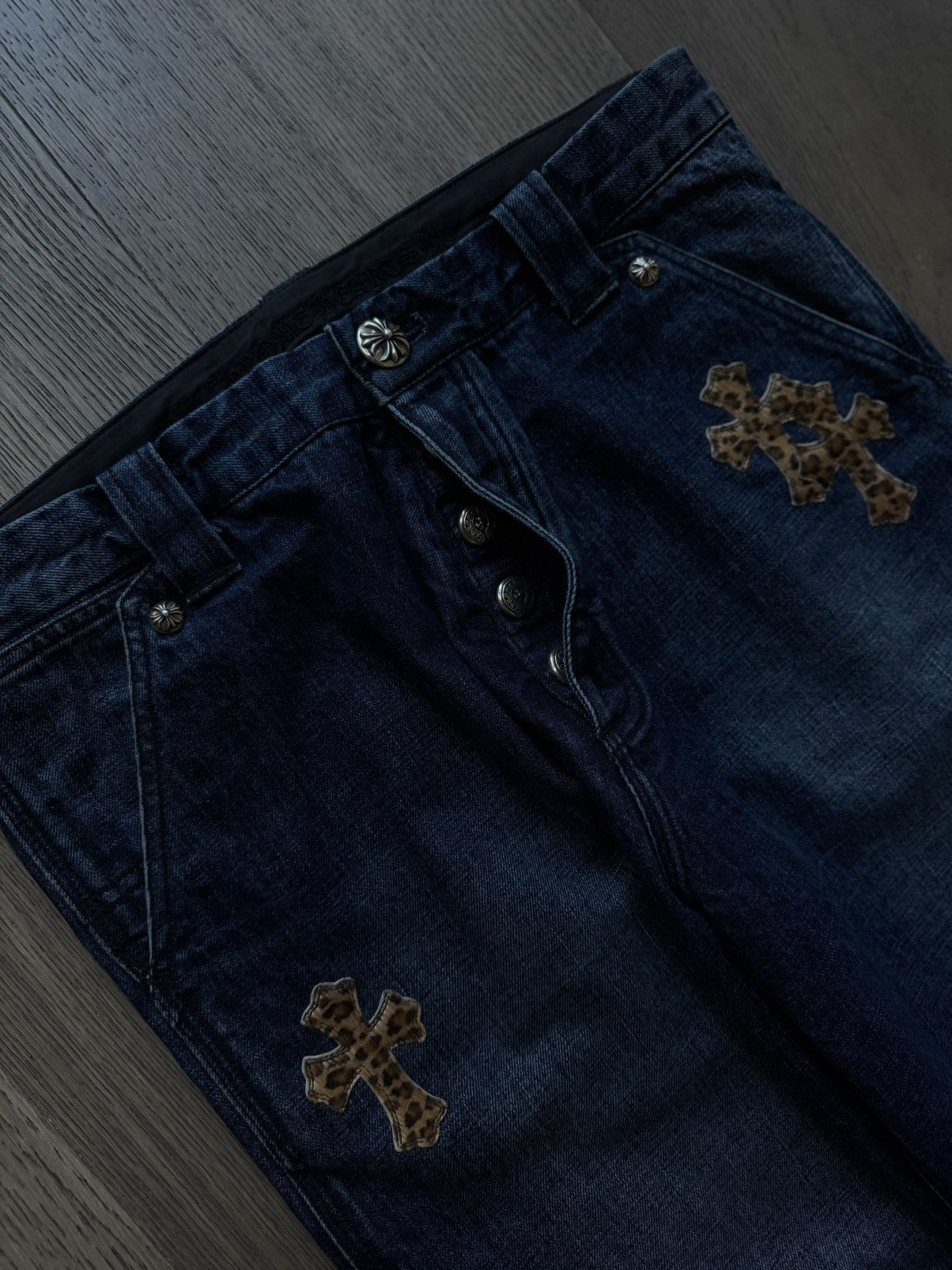 Chrome Hearts Chrome Hearts Turbo Diesel Cheetah Cross Patch Blue Jeans Size US 32 / EU 48 - 5 Thumbnail