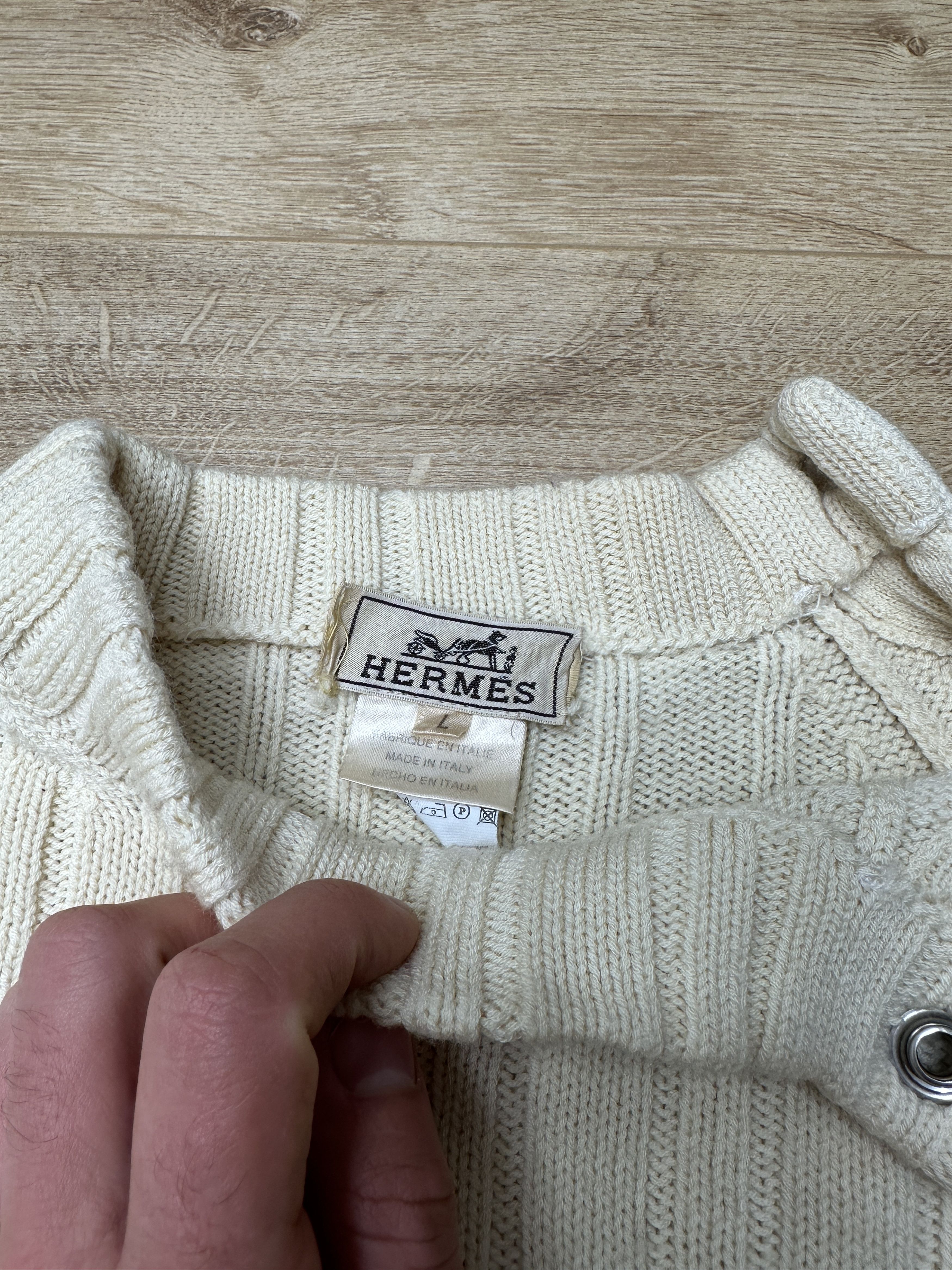 Hermes Hermès Wool Ribbed Button Collar Sweater Slim Fit Size L Size US L / EU 52-54 / 3 - 2 Thumbnail