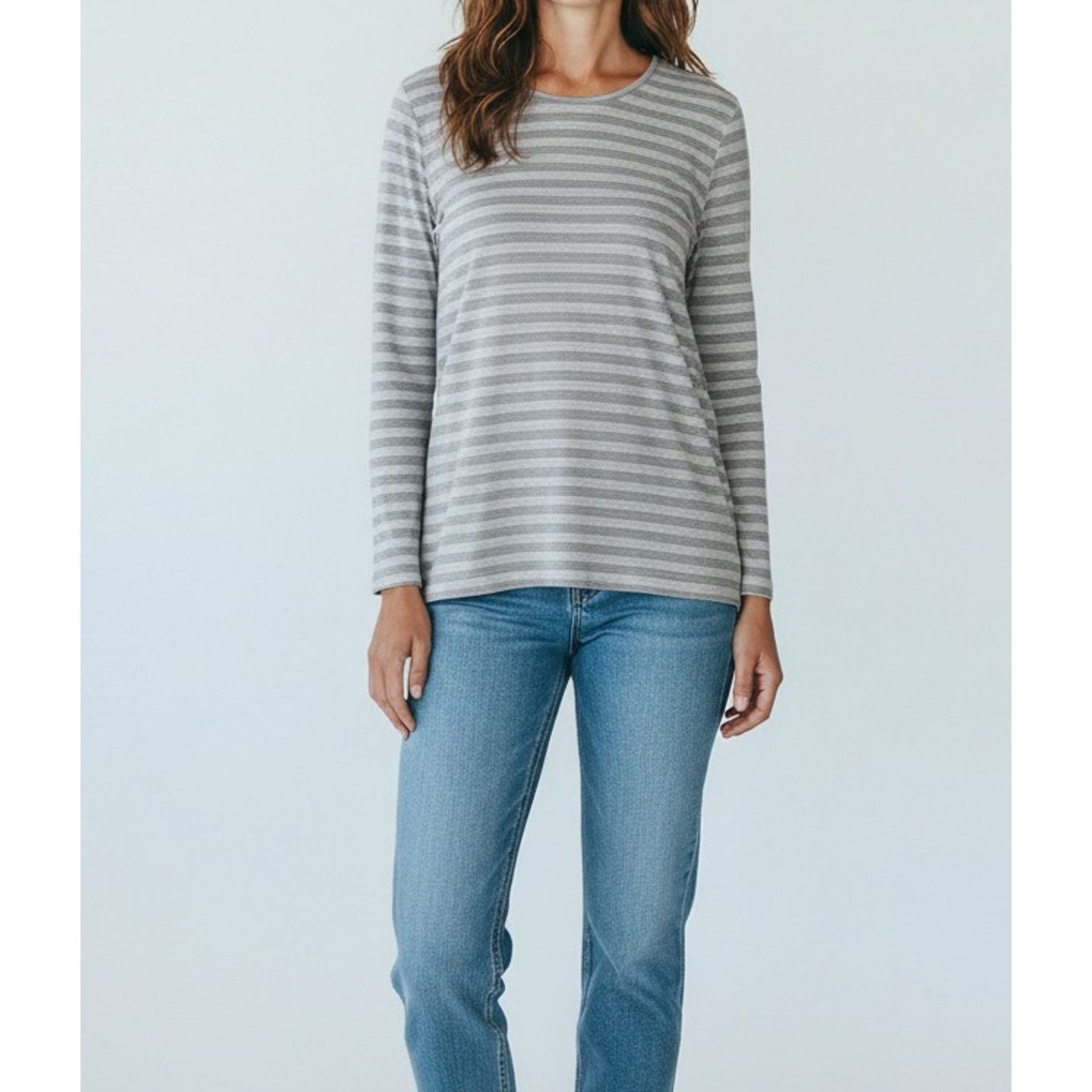 Eileen Fisher EILEEN FISHER Gray Striped Long Sleeve Top Size M $98 Size M / US 6-8 / IT 42-44 - 1 Thumbnail
