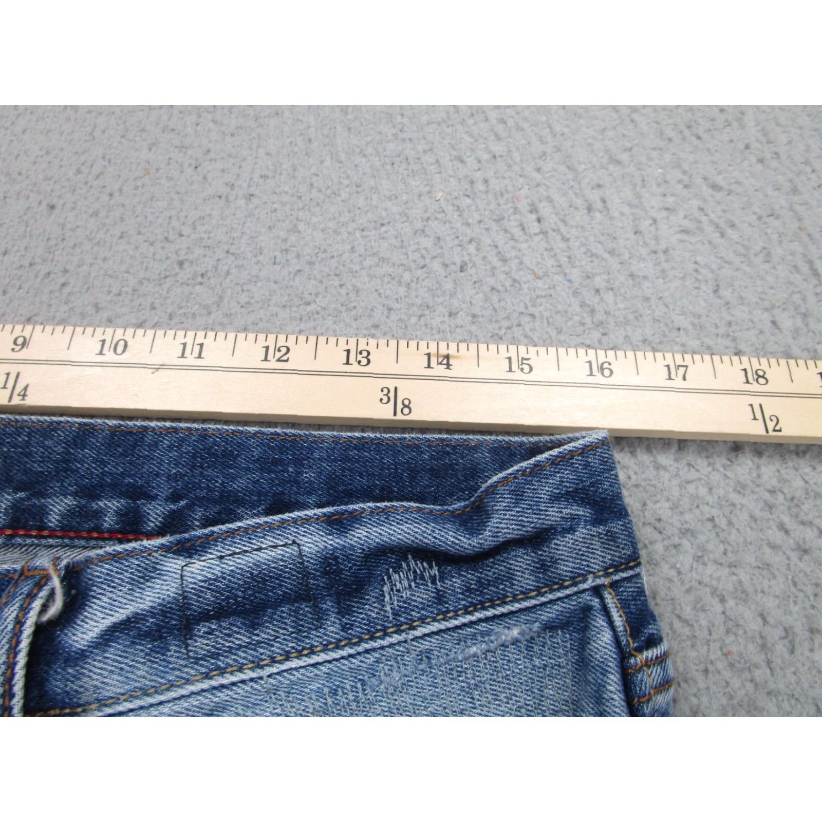 Gap VINTAGE Gap Cone Denim Jeans Mens 31x34 Slim Skinny Denim Blue Distressed Patchwork Redline Repair Size US 31 - 7 Thumbnail
