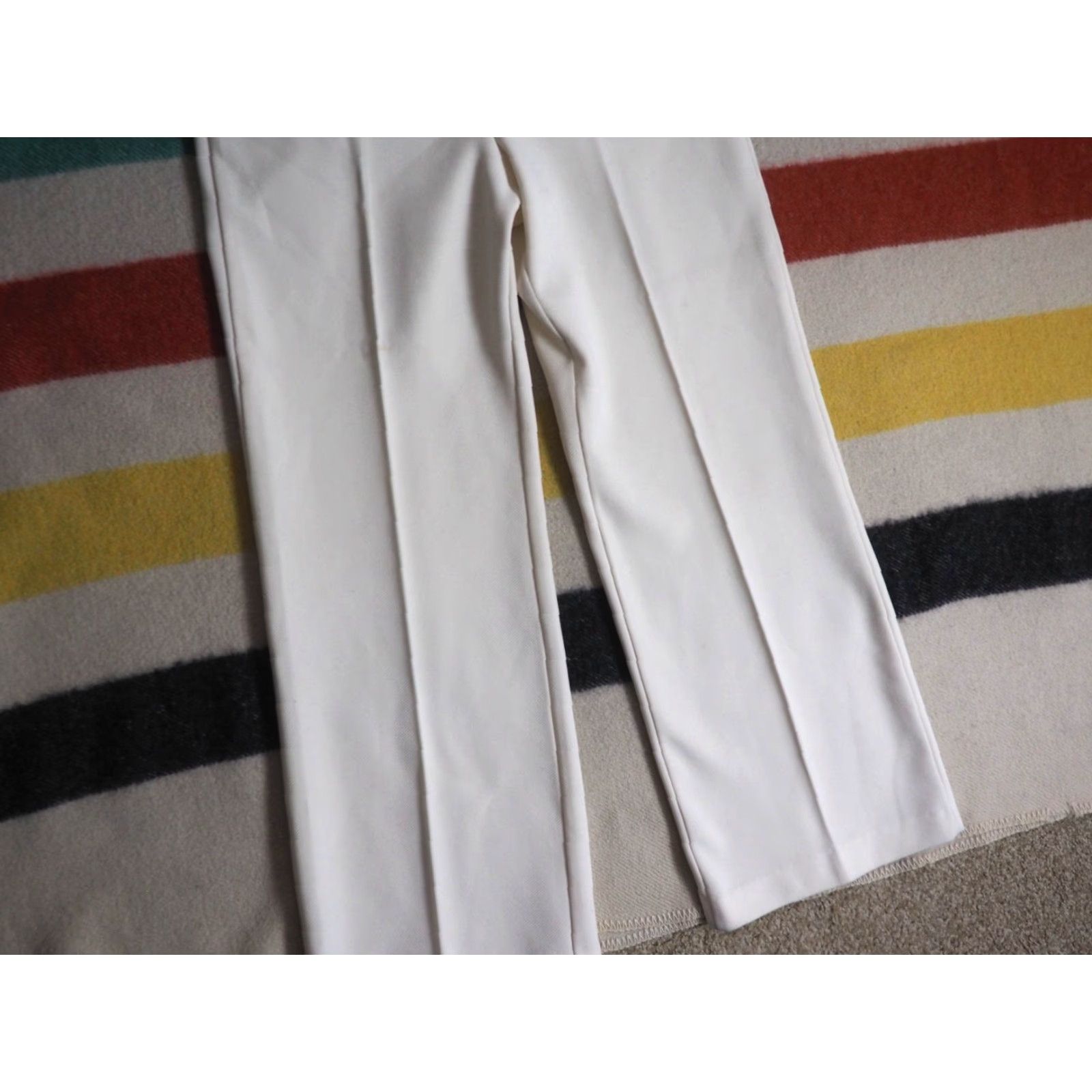 Vintage VTG 70s Jack Winter Double Knit Cream Ivory Hippy Disco Poly 35x30 Slacks Pants Size US 35 - 5 Thumbnail