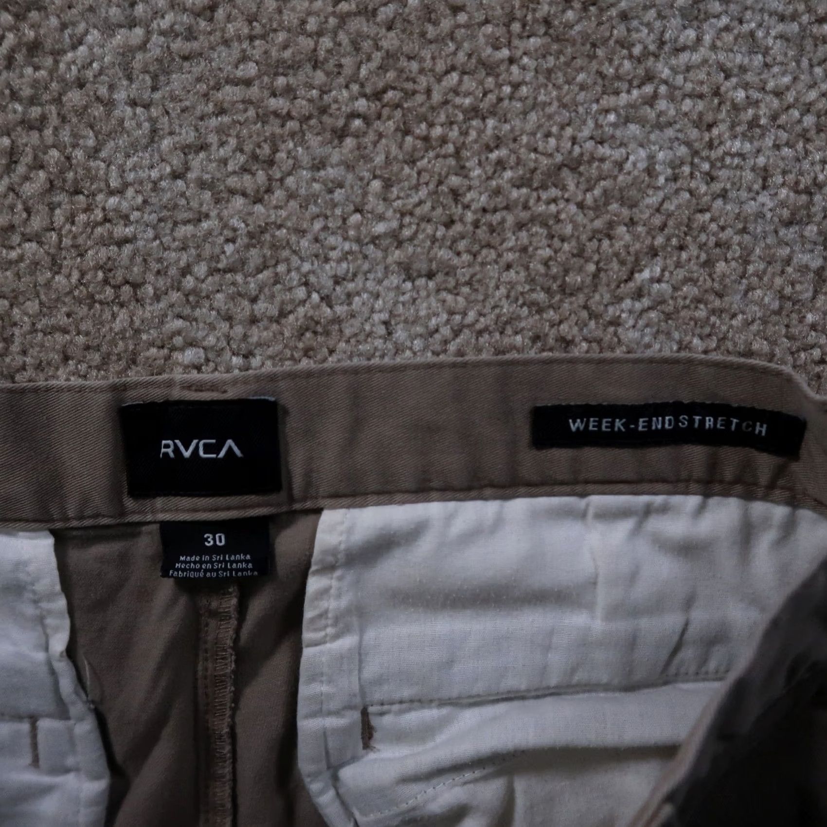 RVCA VINTAGE RVCA Chino Pants Straight Fit Beige 30x30 5-Pocket Flat Front Men’s 30 Regular Denim/Cotton Holiday Seasonal? Size US 30 / EU 46 - 3 Thumbnail