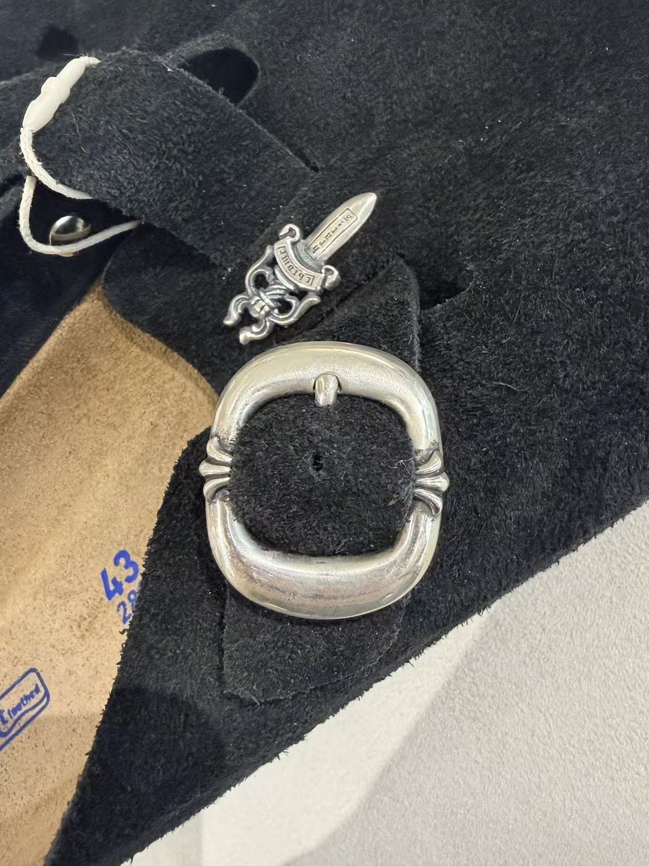 Chrome Hearts Chrome Hearts Birkenstock Silver Dagger Buckle Suede Sandals Size US 10 / EU 43 - 16 Thumbnail