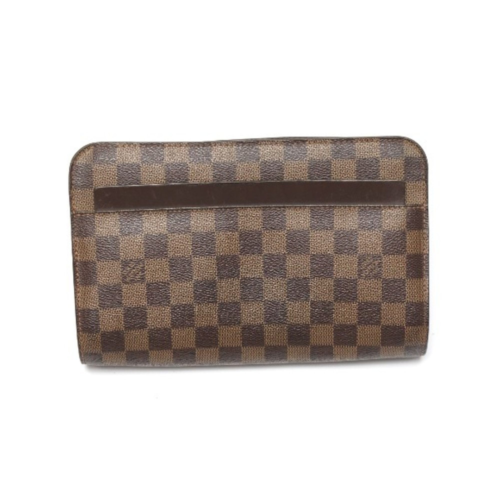 image of Louis Vuitton Clutch Bag Damier Ebene Saint-Louis N51993 Louis Vuitton Brown Second Lv, Women's