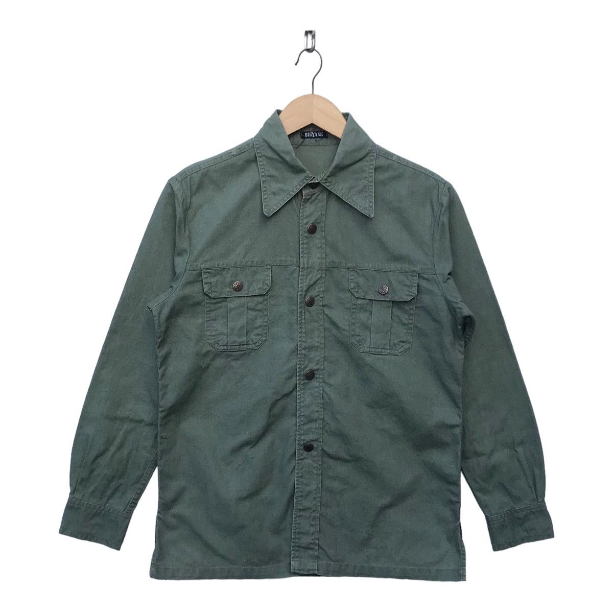 image of Big Yank Military Style Snap Button Big Yank Workwear Shirt in Green, Men's (Size Small)