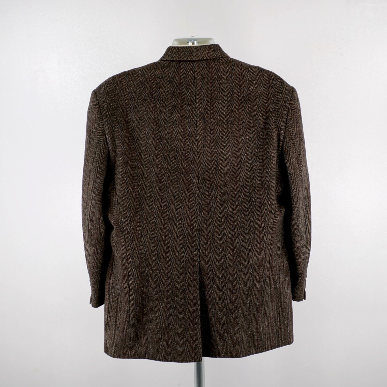 Vintage Cricketeer Lambswool Blend Tweed Brown Herringbone 2 Button Size 46L - 7 Thumbnail
