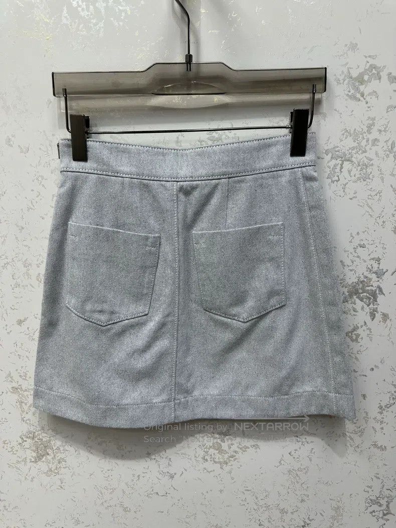 Hermes Hermes Gray Leather Buckle Denim Skirt Size 25" / US 0 / IT 36 - 2 Thumbnail