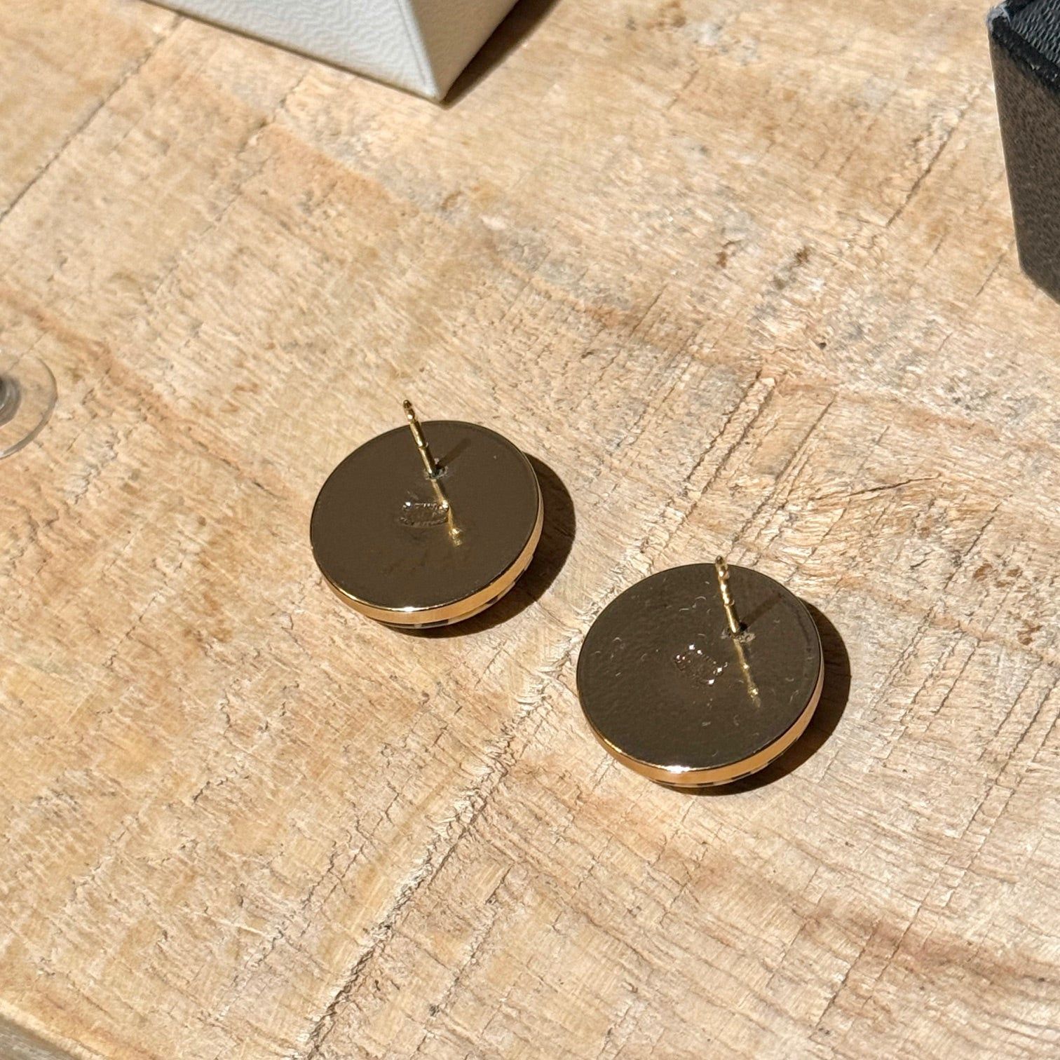Chanel Chanel 2002 02P CC Logo Striped Round Stud Earrings Size ONE SIZE - 8 Thumbnail