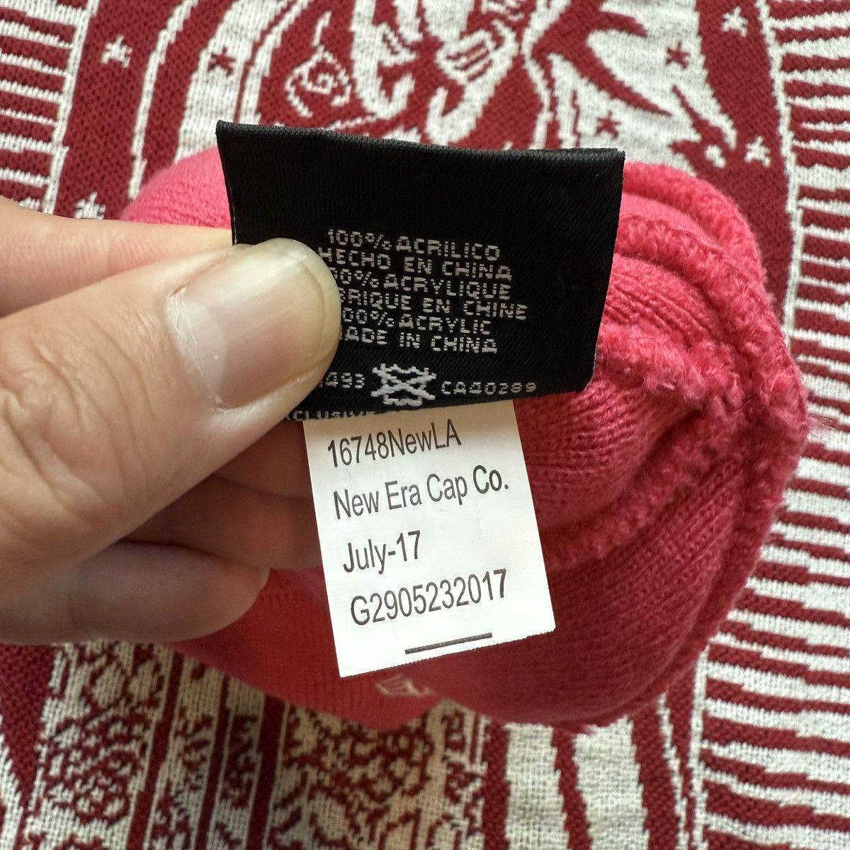 New Era × Supreme FW17 Supreme New Era Box Logo Beanie Magenta Size ONE SIZE - 5 Thumbnail