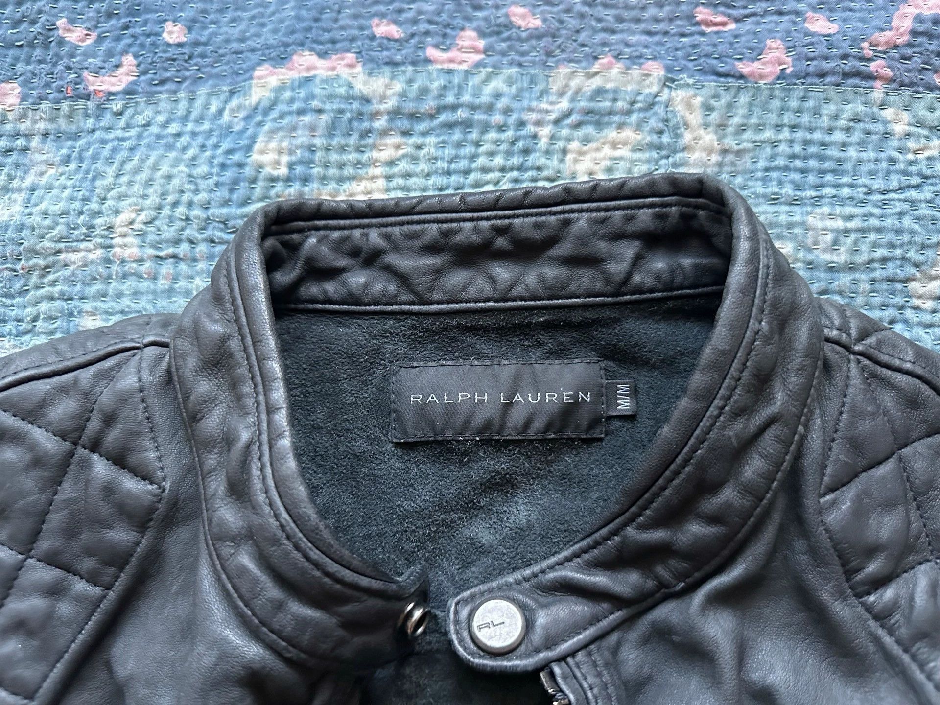 RRL Ralph Lauren RRL Black Label Distressed Straight Zipper Moto Jacket Size US M / EU 48-50 / 2 - 6 Thumbnail