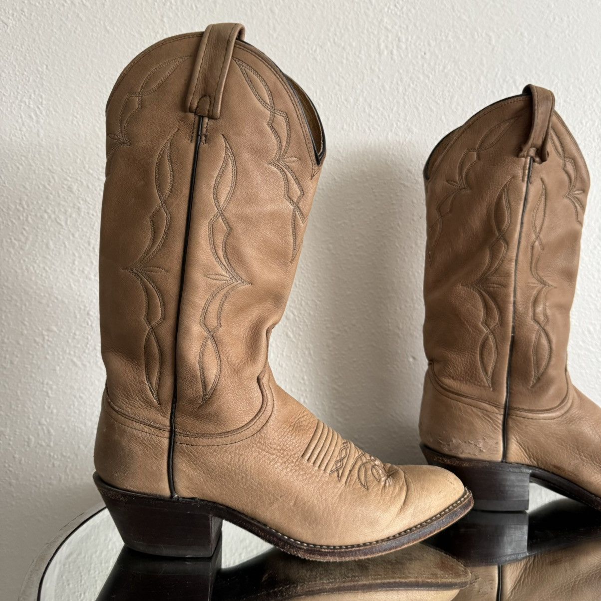Dan Post DAN POST Vintage Tan Leather Western Rancher Cowboy Boots Size US 8 / EU 41 - 3 Thumbnail