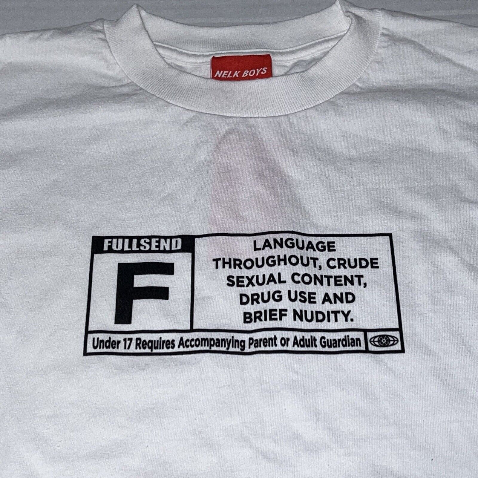 Full Send NWT Full Send Nelk Boys Rated F Shirt Men’s Size Small White Size US S / EU 44-46 / 1 - 2 Thumbnail