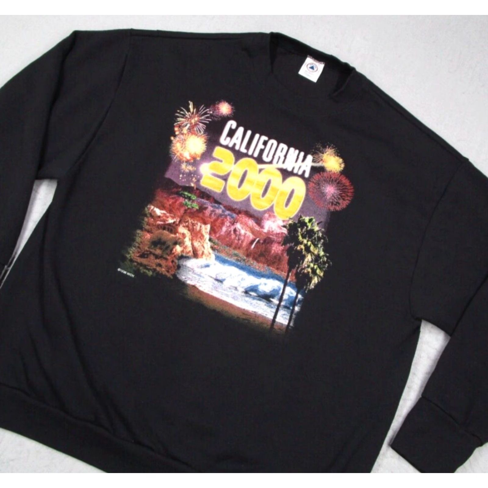Delta VINTAGE Delta Sweatshirt Mens XL Black CALIFORNIA 2000 1998 USA 90s City Retro Sports Pullover Crew Neck Fleece Cotton Polyester Logo Size US XL / EU 56 / 4 - 2 Thumbnail