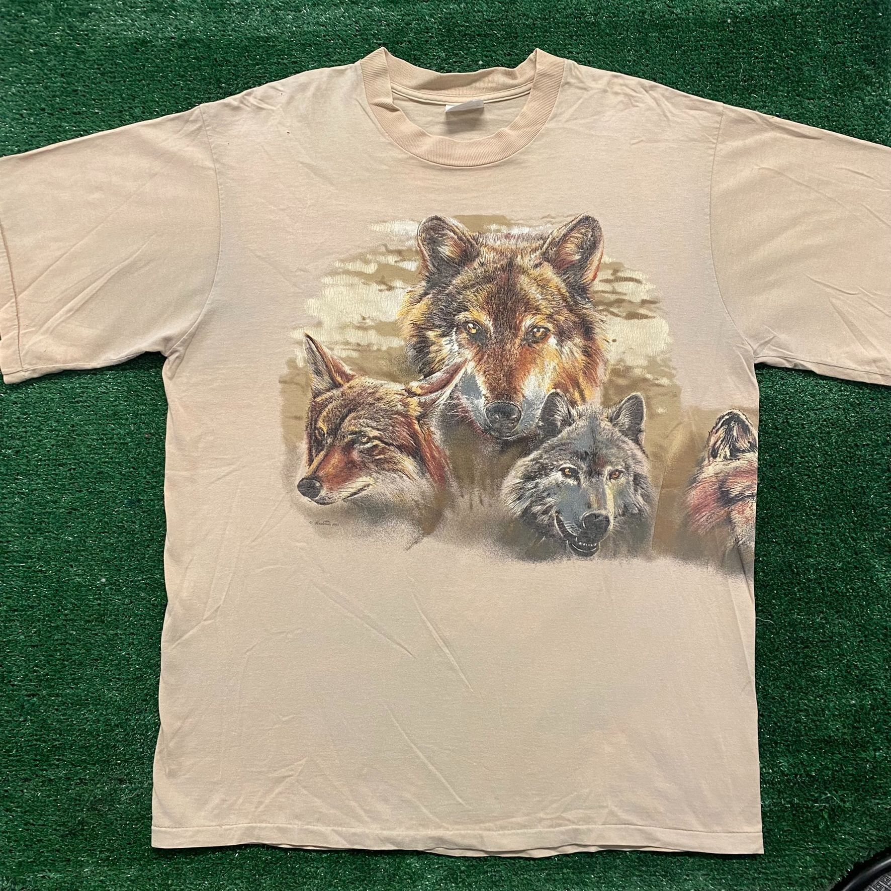 Vintage Vintage 90s Wolf Fox T-Shirt Single Stitch Animal Nature Wil Size US XL / EU 56 / 4 - 1 Thumbnail