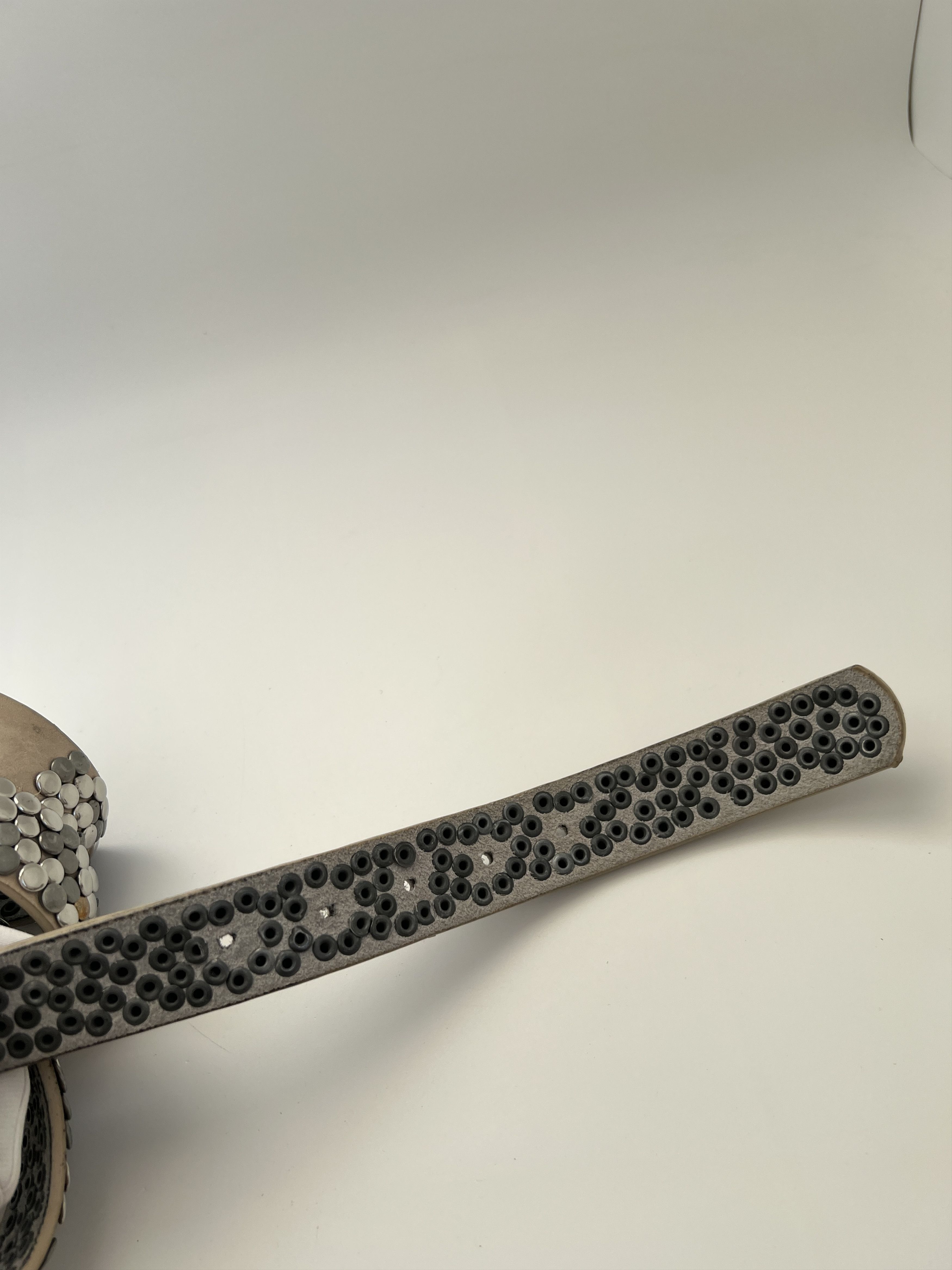 Vintage Rhinestones Belt BB Simon Style Beige Punk Size ONE SIZE - 8 Thumbnail
