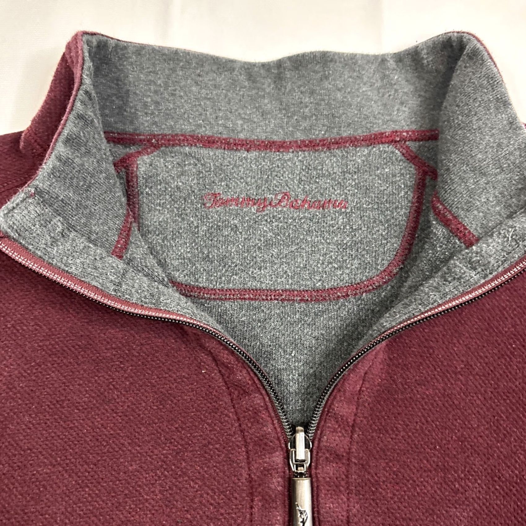 Tommy Bahama VINTAGE Tommy Bahama Mens Sweater Pullover 1/4 Zip Reversible Knit Mock Neck 2/4 Zip L Large Purple Green Size US L / EU 52-54 / 3 - 2 Thumbnail