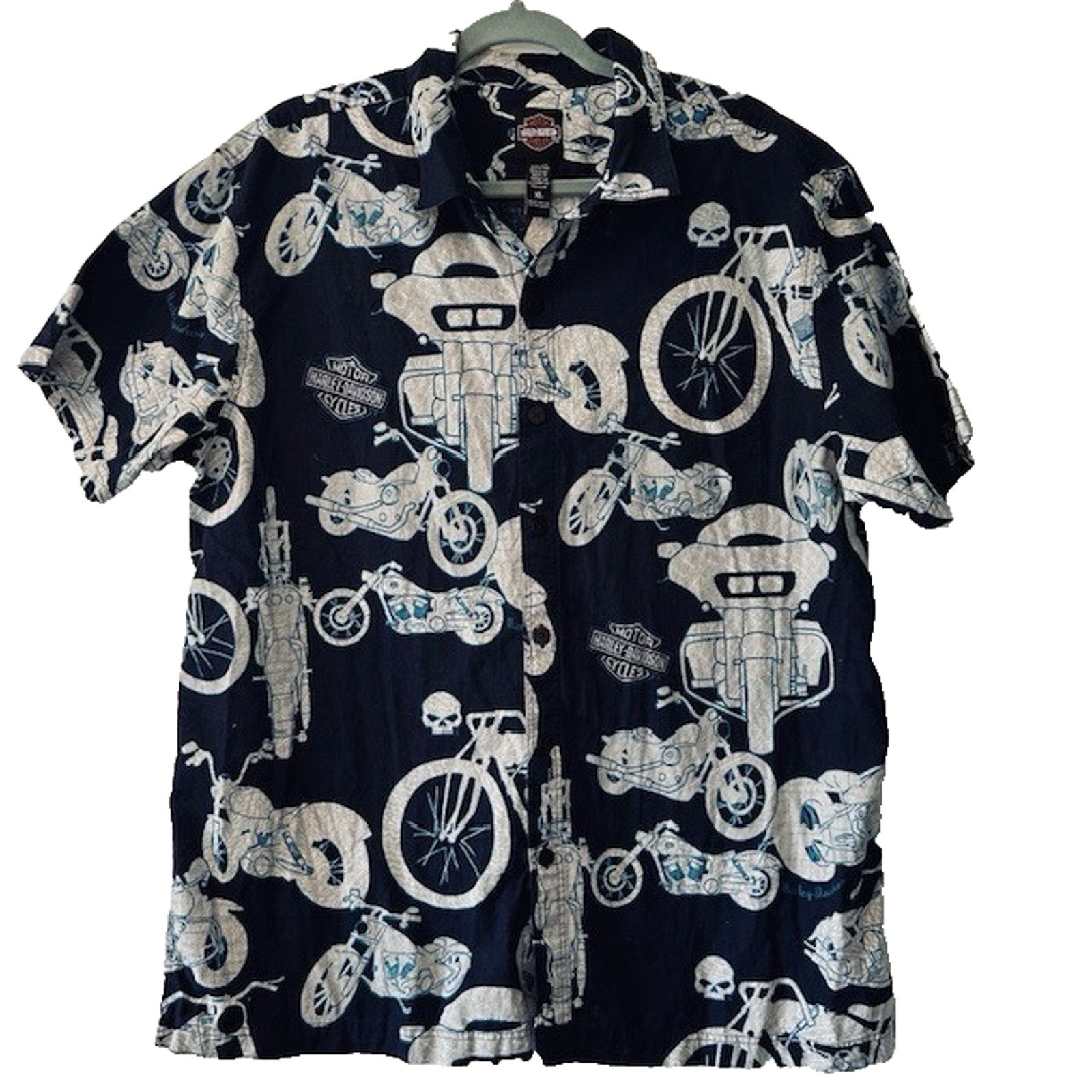 Harley Davidson Harley Davidson Motorcycle Shirt Hawaiian Men XL Blue/Gray Size US XL / EU 56 / 4 - 1 Thumbnail