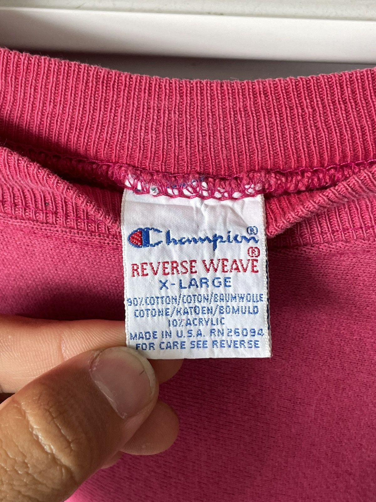 Champion × Vintage Vintage Champion Reverse Weave Pink Sweatshirts Size US XL / EU 56 / 4 - 4 Thumbnail