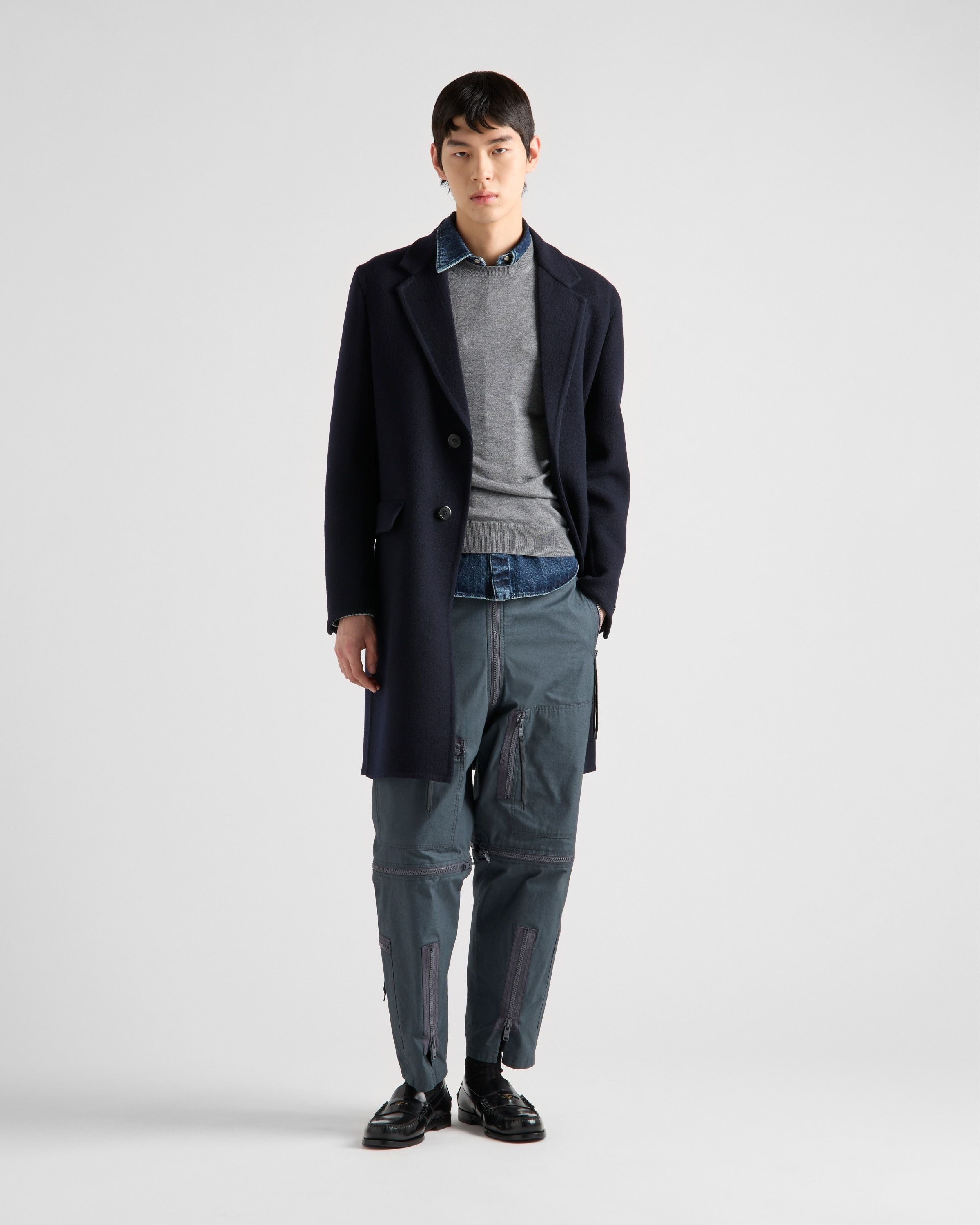 Prada o1bcso1str1025 Popeline Soft Modular Pants in Blue Size US 32 / EU 48 - 2 Thumbnail