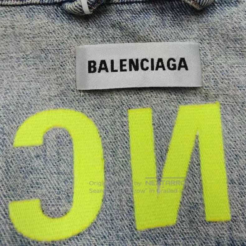 Balenciaga Balenciaga Green Logo Denim Jacket. Size US XS / EU 42 / 0 - 5 Thumbnail
