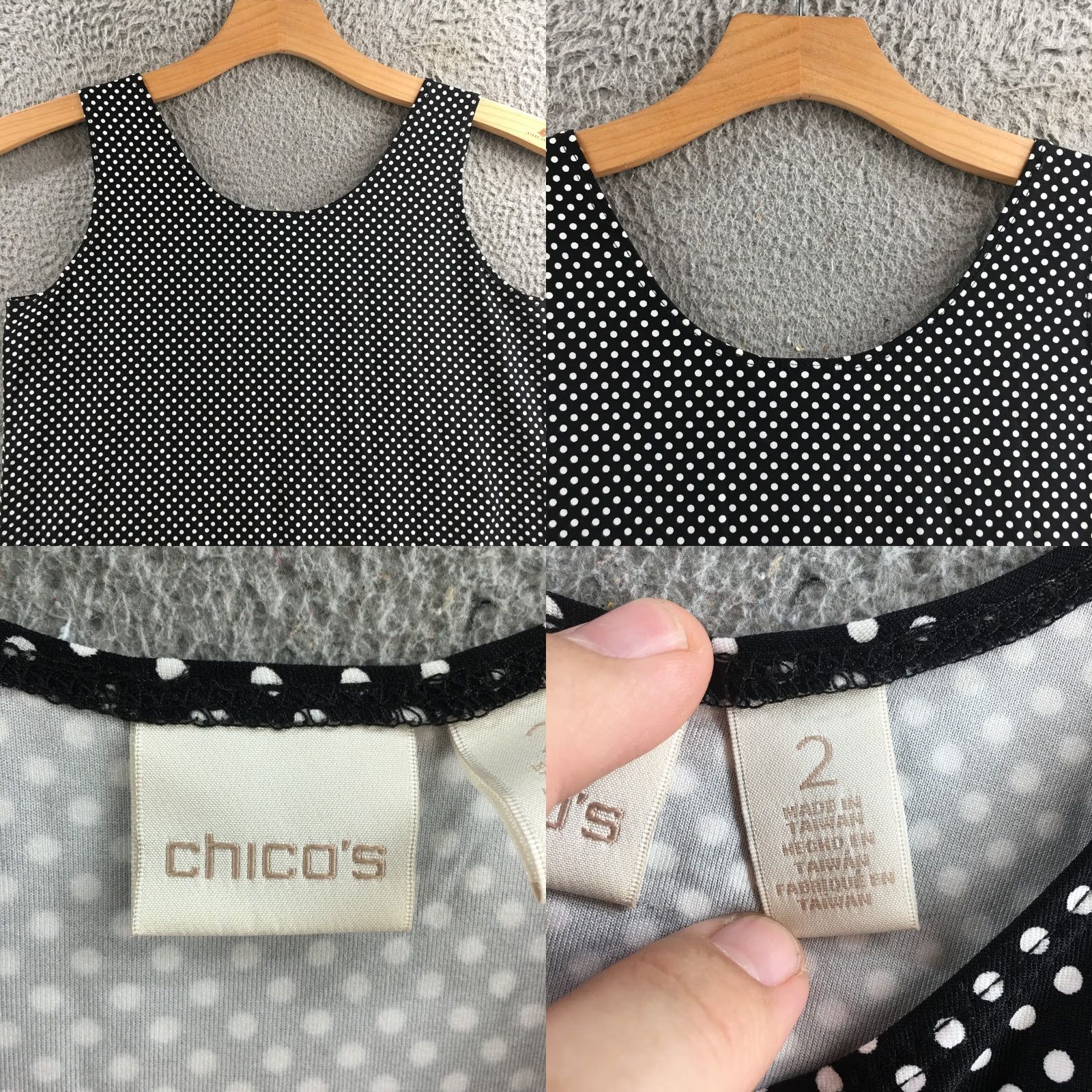 Vintage Chico's Blouse Womens 2 Black White Polka Dot Scoop Neck Sleeveless Pullover Top Size XS / US 0-2 / IT 36-38 - 8 Thumbnail