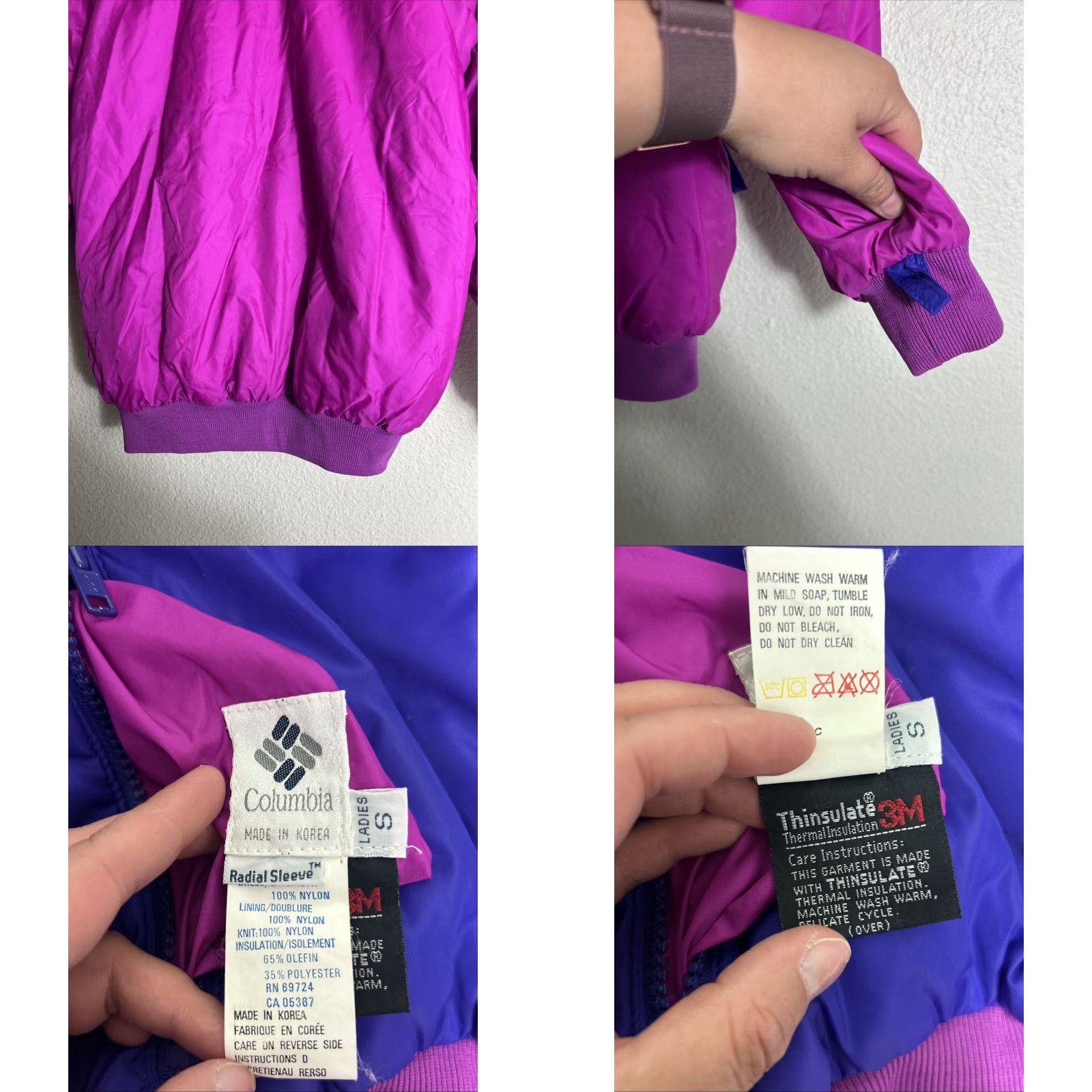 Pinko VINTAGE Columbia Women’s Jacket Reversible 90s Small Pink Purple Full Zip Puffer Size S / US 4 / IT 40 - 9 Thumbnail