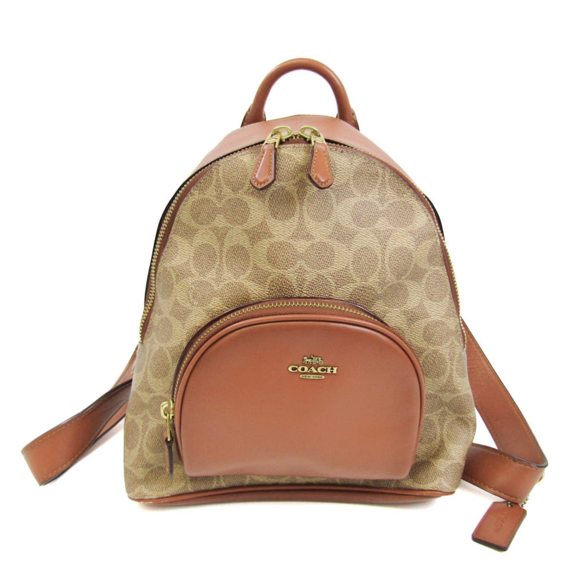 image of Coach Signature Carry 1029 Women's Leather,pvc Backpack Beige,brown in Black