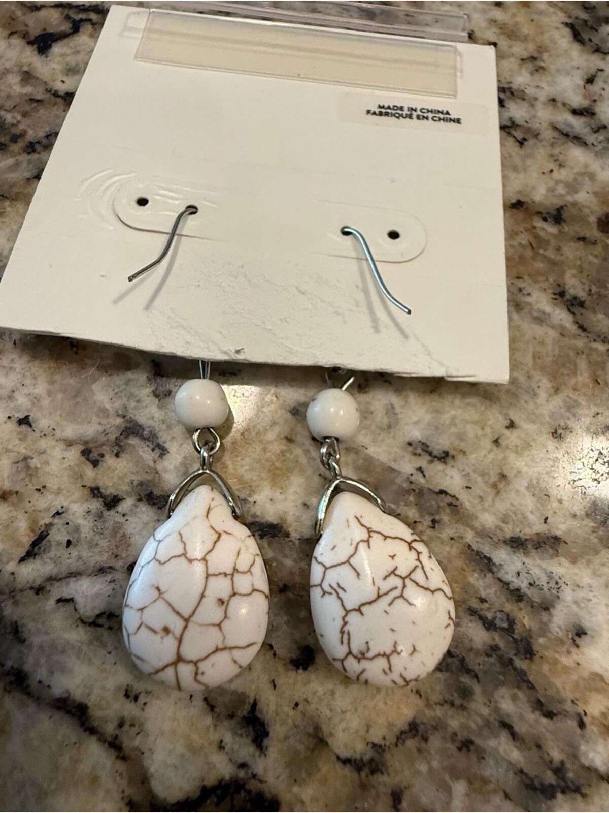 Other Open Edit teardrop dangle earrings cream brown marbled Size ONE SIZE - 2 Thumbnail