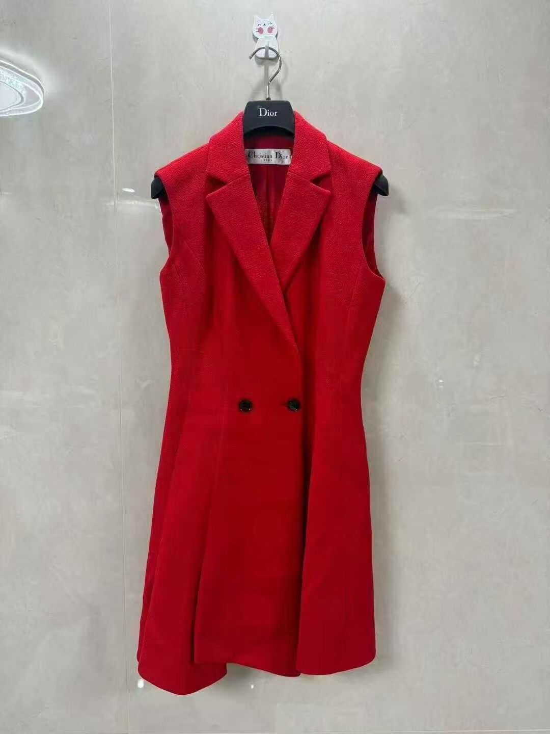 Dior Dior Red Wool Sleeveless Coat Size S / US 4 / IT 40 - 1 Thumbnail