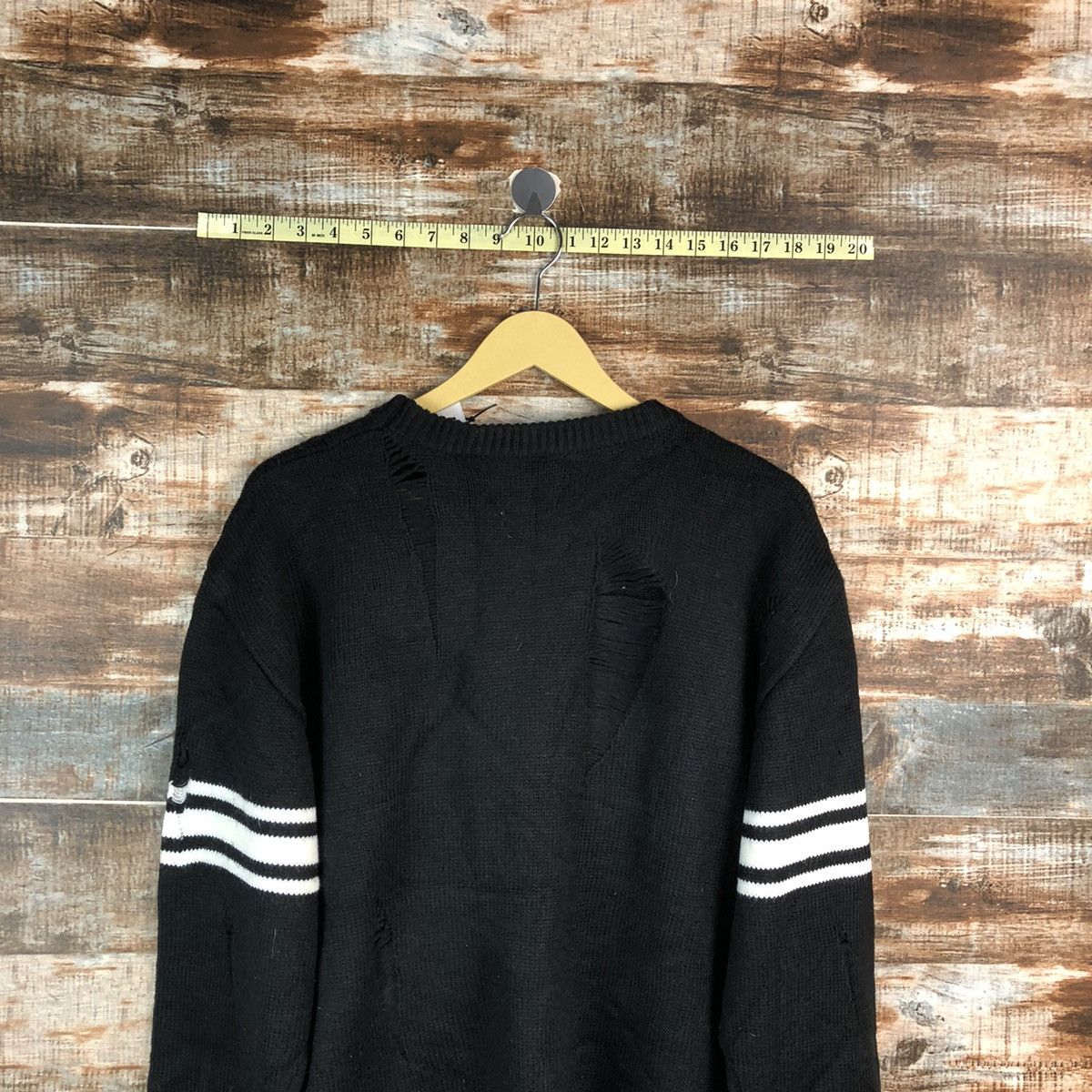 Japanese Brand Max Soul Black ripped distressed Knitwear #A2345 Size US L / EU 52-54 / 3 - 14 Thumbnail