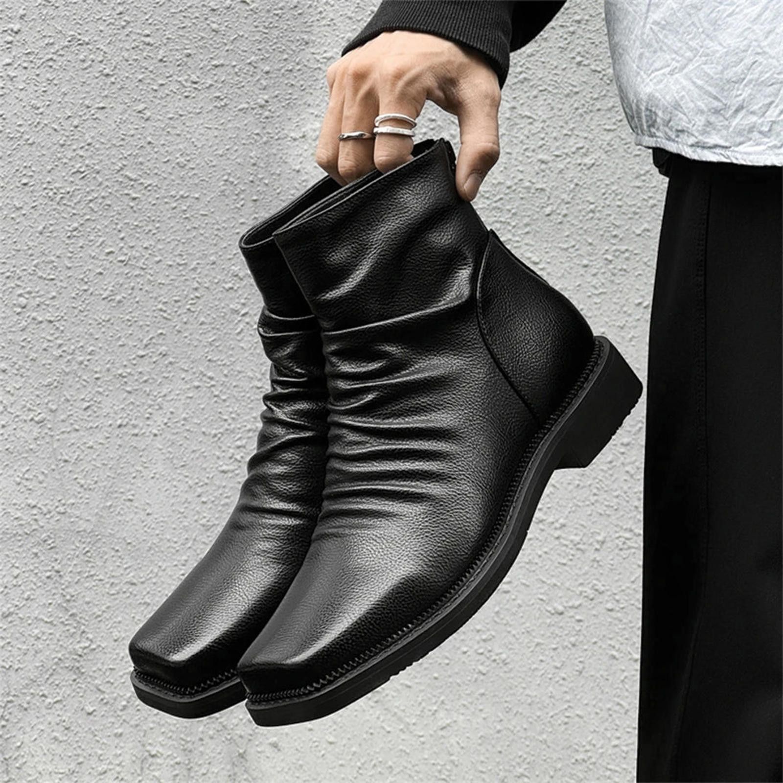 Leather Pleated Leather Ankle Boots Size US 7 / EU 40 - 3 Thumbnail