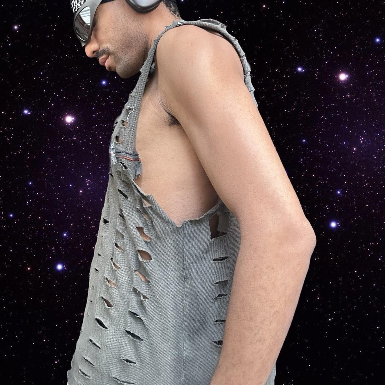 Other ASTROBOI* Grey Grunge Painted Sleeveless Polo - Large Size US L / EU 52-54 / 3 - 3 Thumbnail