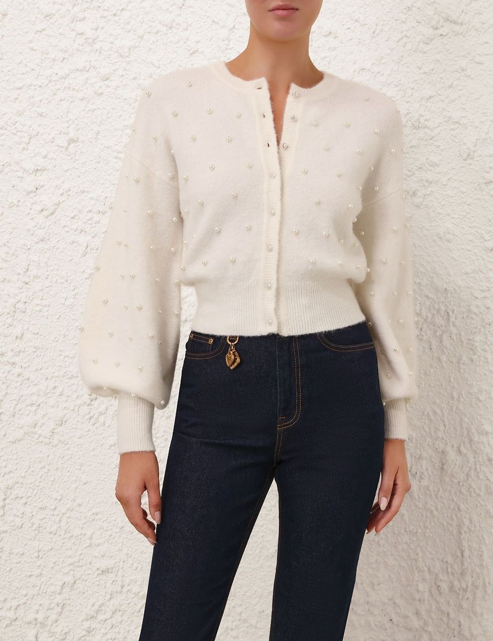 Zimmermann oc11z1025 Crush Beaded Cardigan in Ivory Size M / US 6-8 / IT 42-44 - 2 Thumbnail