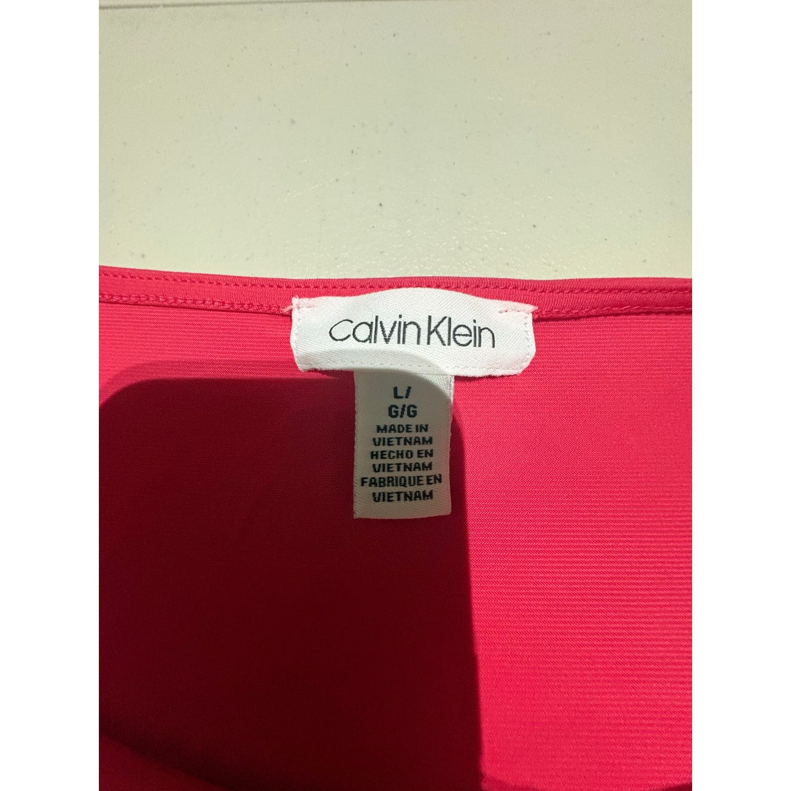 Calvin Klein Calvin Klein Women’s Pink Short Sleeve Blouse Size Large Size L / US 10 / IT 46 - 3 Thumbnail