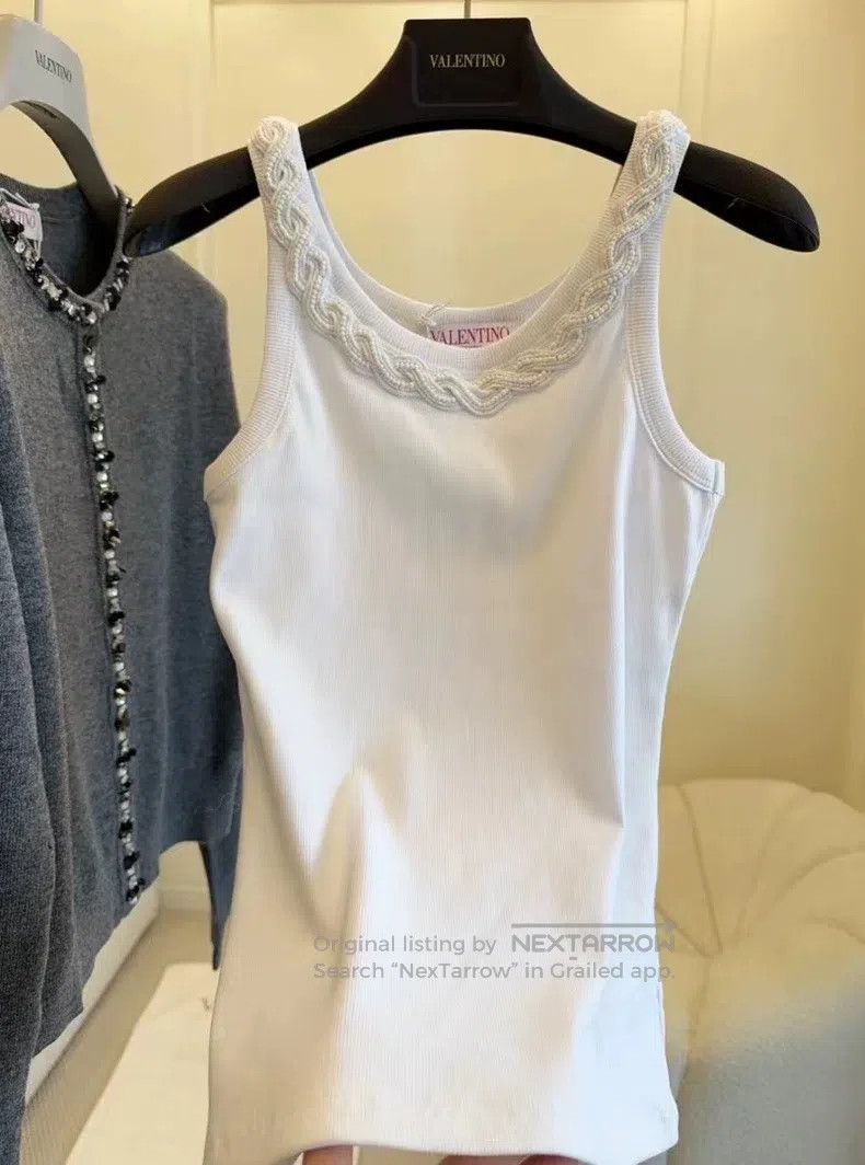 Valentino Valentino White nail bead heavy industry vest Size M / US 6-8 / IT 42-44 - 1 Thumbnail
