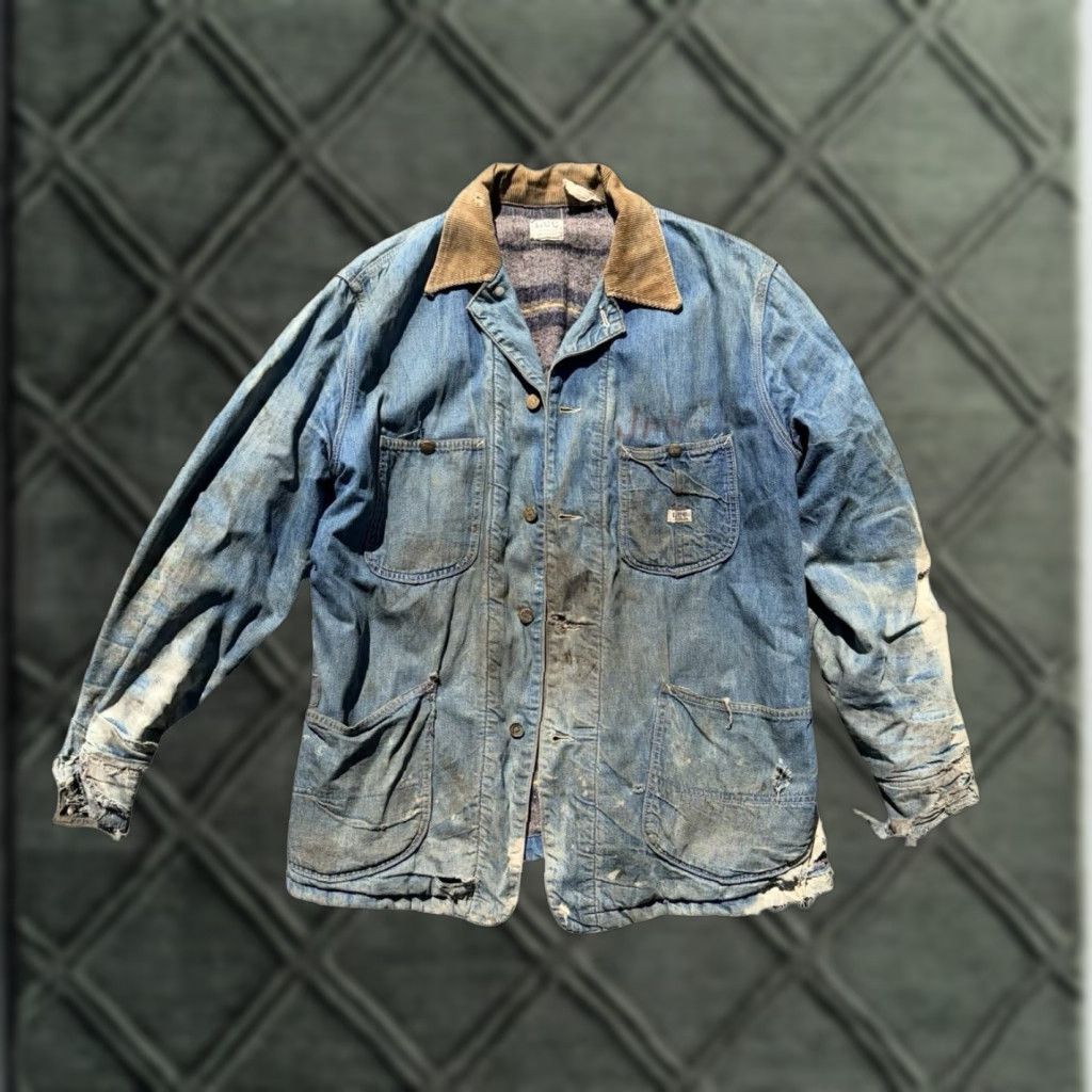 Lee VINTAGE Lee Denim Chore Jacket Sunfaded 1960s Union Made Sanforized XL Mens Size US XL / EU 56 / 4 - 1 Thumbnail