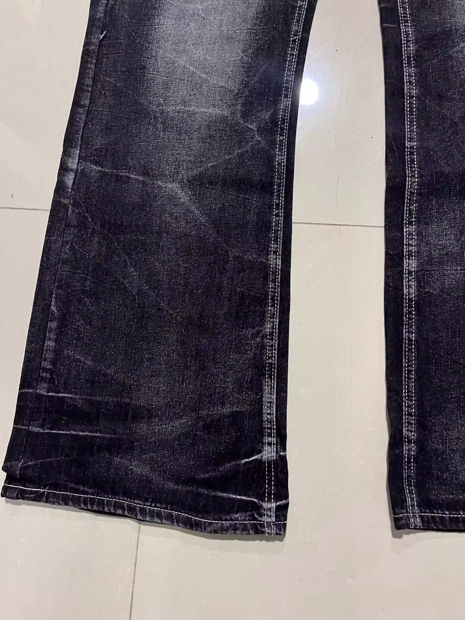Japanese Brand Y2K Washed Micro Flared Double Waisted Lace Up Jean Size US 37 - 7 Thumbnail