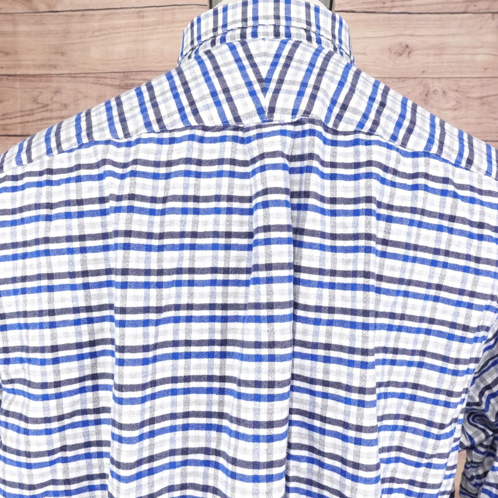Charles Tyrwhitt Vintage Charles Tyrwhitt Blue Check Cotton Classic Fit Flannel Button-Down Shirt Men XL Size US XL / EU 56 / 4 - 5 Thumbnail