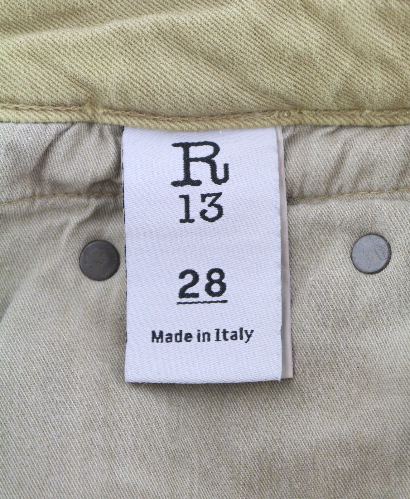 R13 BOY STRAIGHT 28 Khaki Stretchy Denim Cropped Pockets 86304 Size 28" / US 6 / IT 42 - 9 Thumbnail