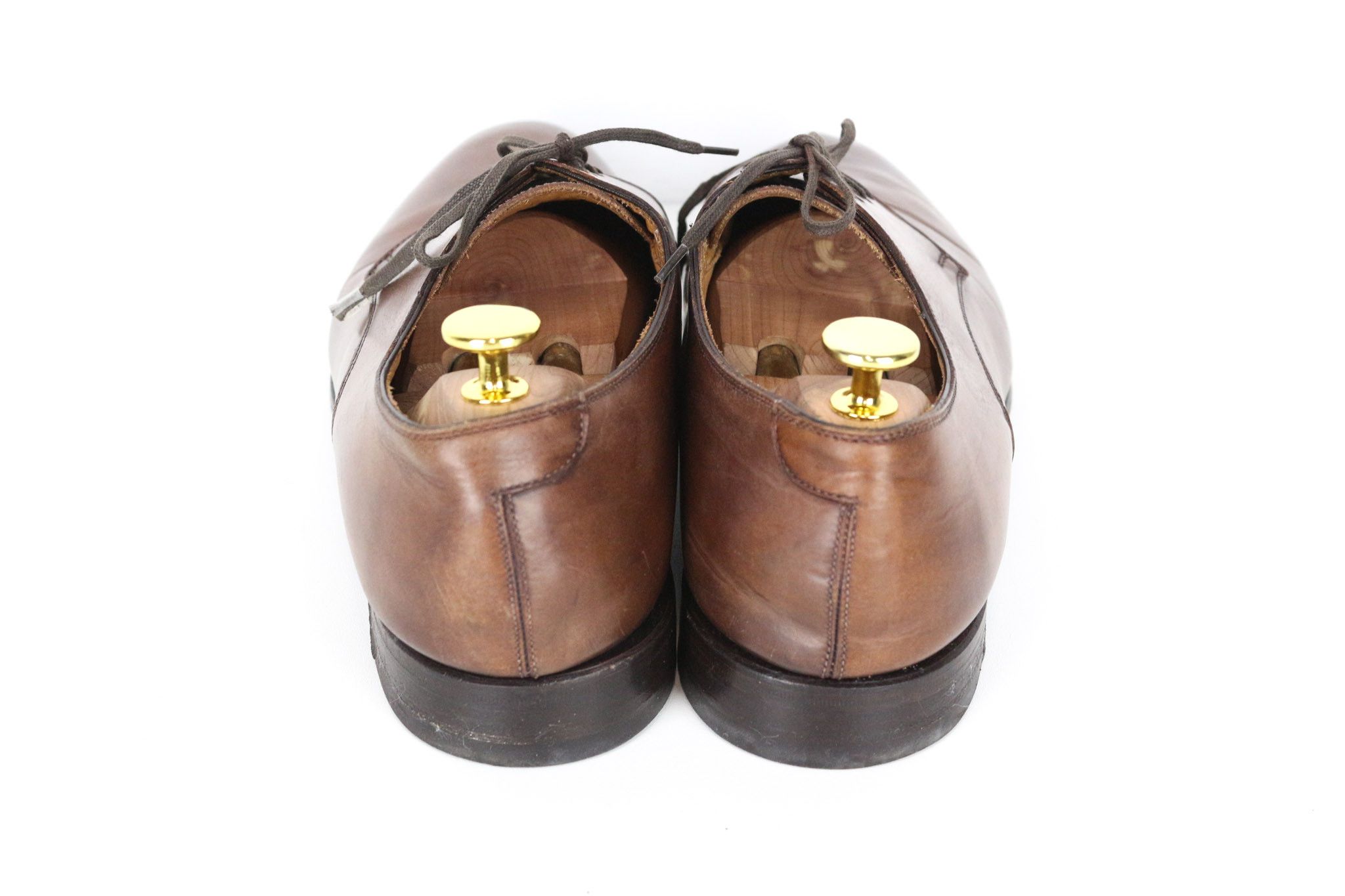 EU44.5 Brown Calf Leather Lace-Up Derby Shoes 73518